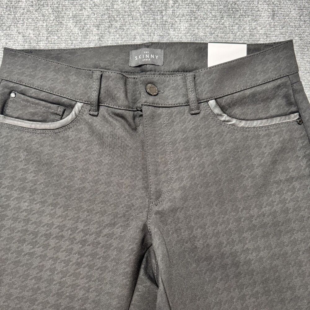 WHBM Skinny Ankle Pants Womens 2S Black Houndstooth Ponte Zip Hem Stretch NWT - Picture 2 of 10